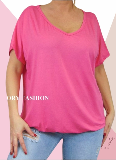 Gumis aljú, "V" dekoltált felső (babarózsaszín)