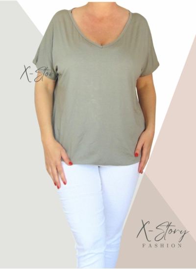 Gumis aljú, "V" dekoltált felső (homok)