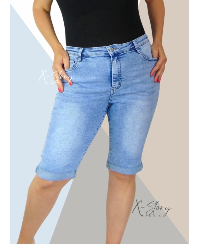 Rövid sztreccsfarmernadrág (PLUS SIZE )