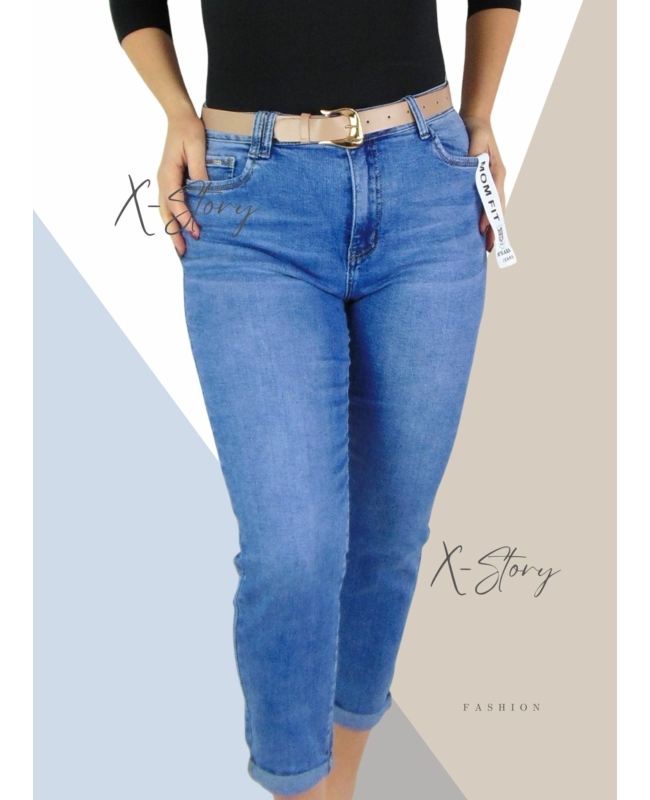 MomFit fazonú sztreccsfarmernadrág,övvel (Plus size méretekben)