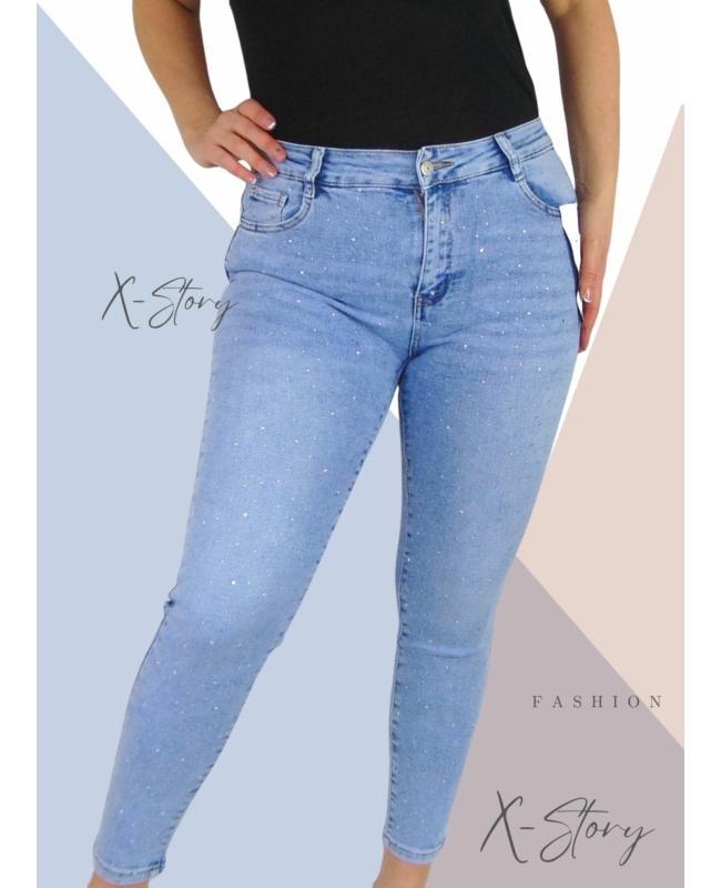 Strasszköves sztreccsfarmernadrág (PLUS SIZE) 