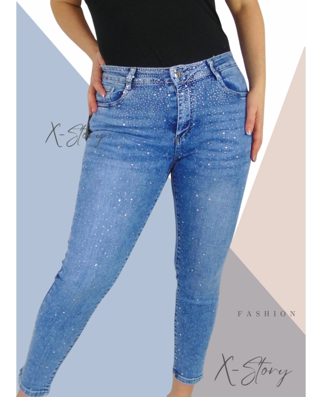 Strasszköves sztreccsfarmernadrág (PLUS SIZE) 