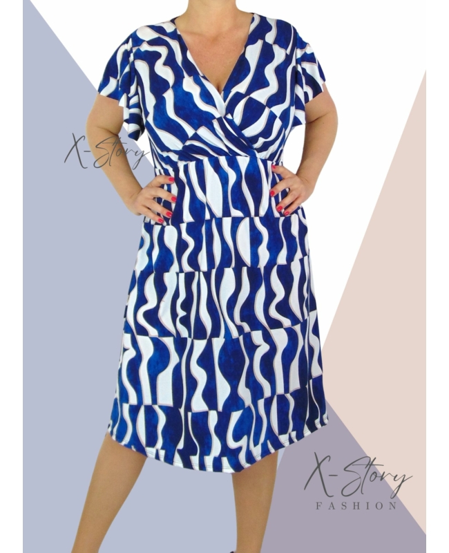 Mellnél átlapolt, gumisderekú ruha