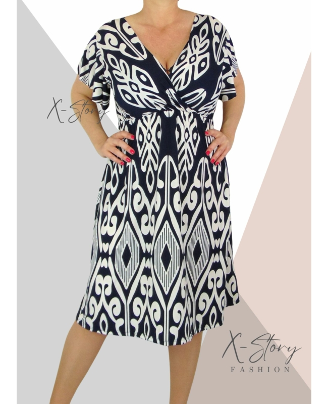 Mellnél átlapolt, gumisderekú ruha