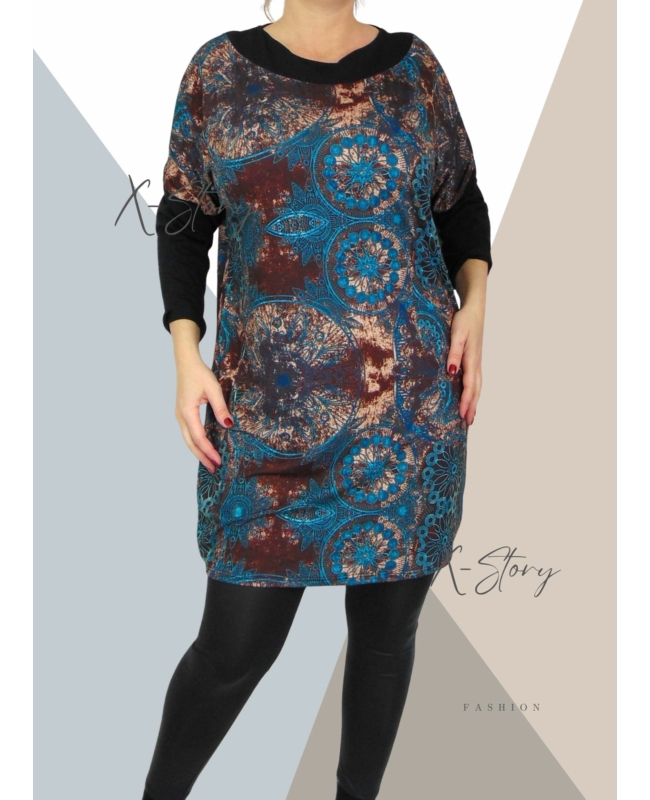 Bő fazonú, mintás tunika