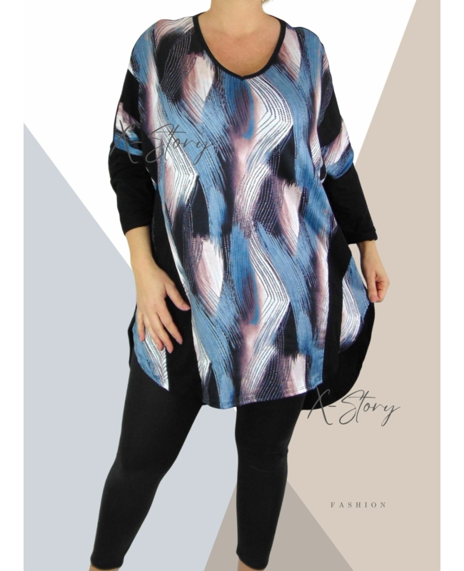 Extra bő fazonú, hátul hosszított, mintás tunika