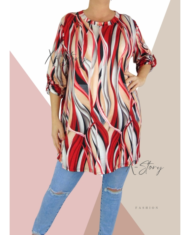 Extra bő fazonú, "A" vonalú mintás tunika