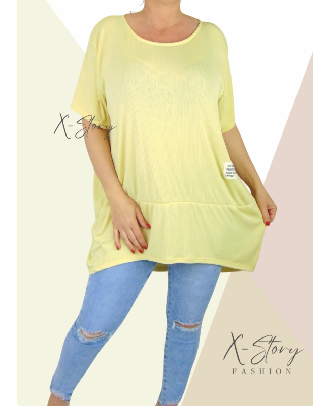 Anyagában csíkos, bő fazonú tunika (sárga)