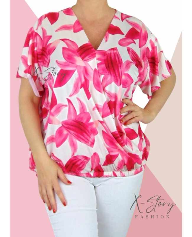 Átlapolt, mintás gumis aljú felső