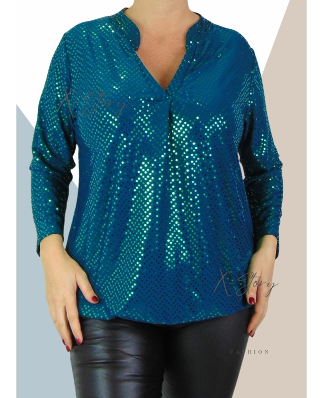 YesStory csillogós, gumisaljú ingfelső (zöld)