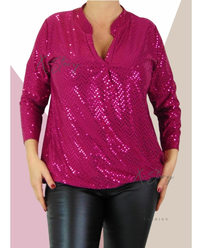 YesStory csillogós, gumisaljú ingfelső (magenta)