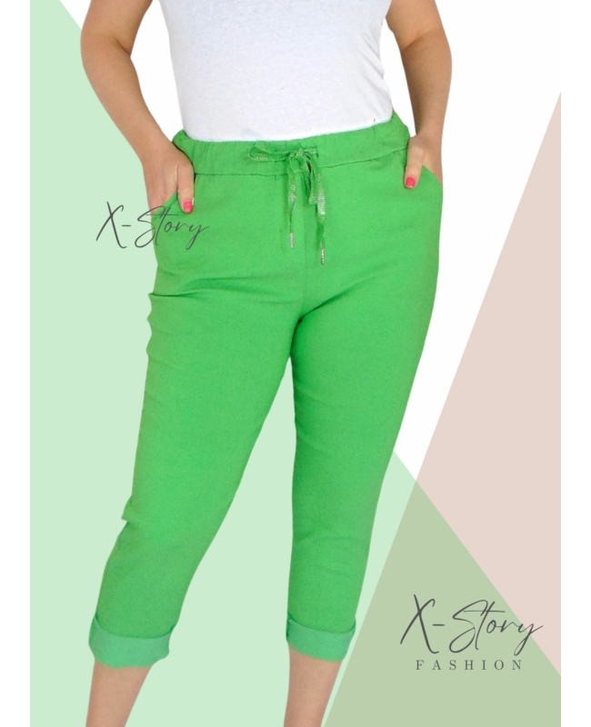 Gumis derekú, sztreccsvászon nadrág (kivizöld)