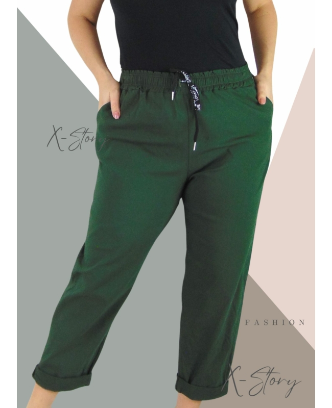 Nagyméretű, gumis derekú nadrág (khaki)