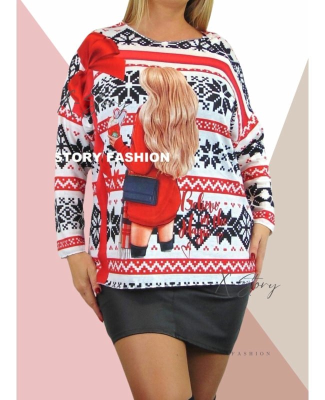  Vékony, kötött anyagú , karácsonyi pulcsi