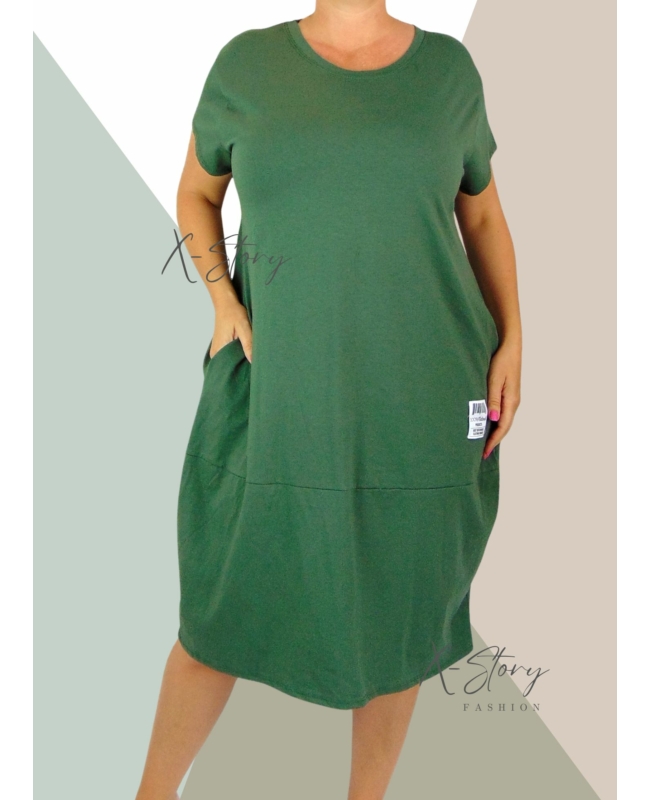 Pamut, zsebes, hagymafazonú tunika/ruha (khaki)