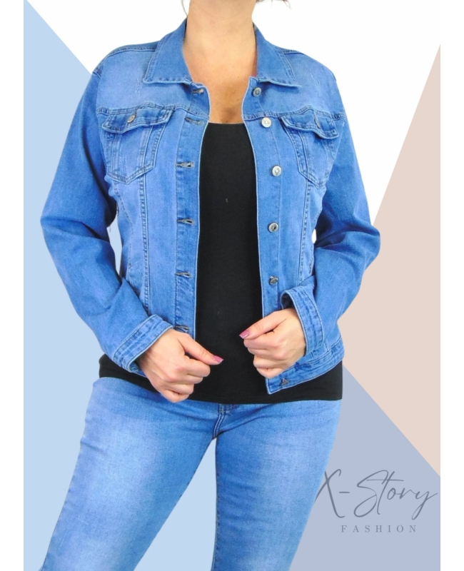 Plus size méretű világos farmerkabát 