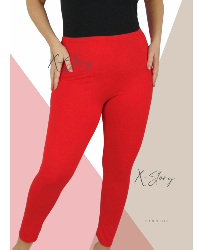 Plus size méretű pamut leggings (piros)