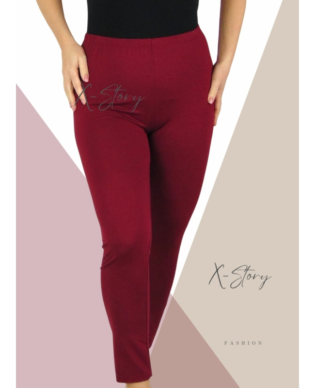 Plus size méretű pamut leggings (bordó)