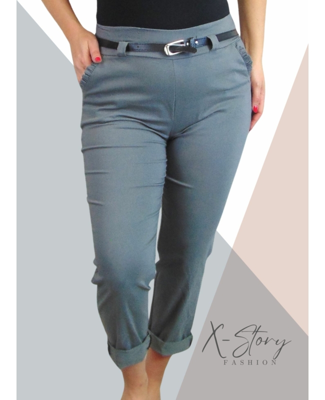 Gumisderekú sztreccsnadrág, övvel (sötét szürke)