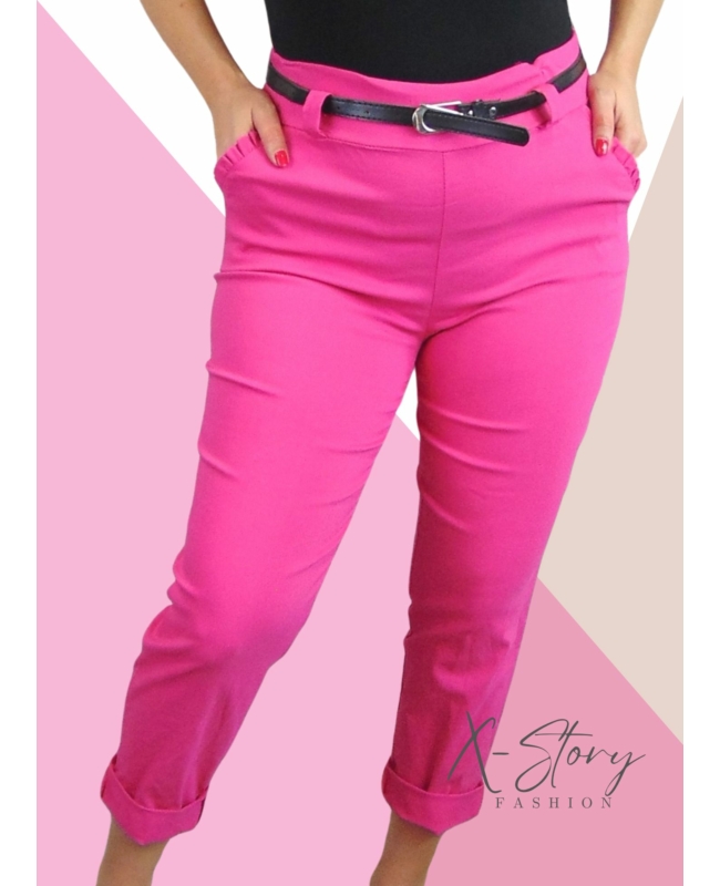 Gumisderekú sztreccsnadrág, övvel (pink)