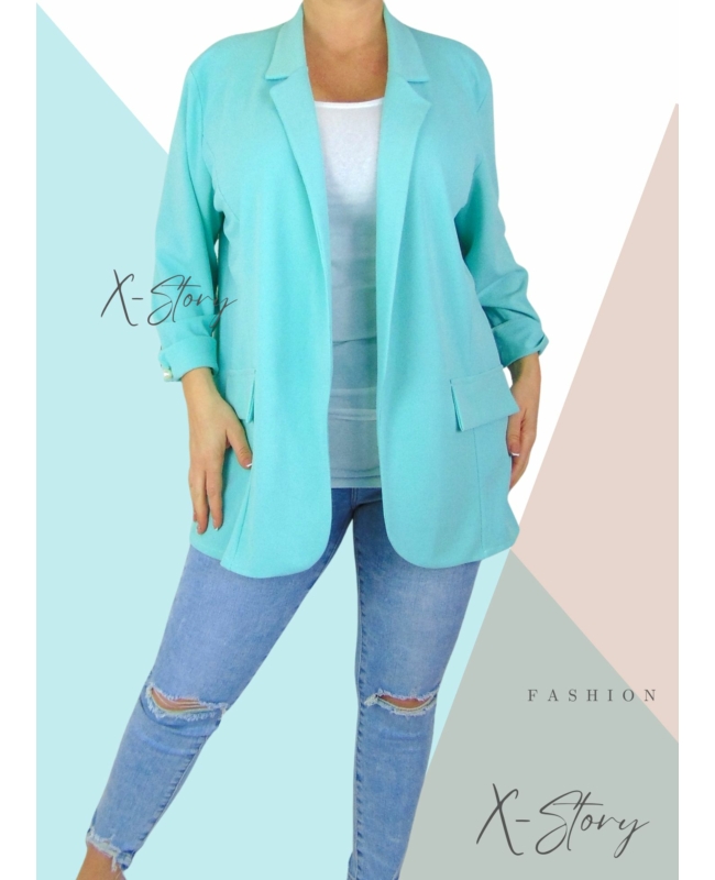 Nagyméretű , nyitott blézer (türkíz))