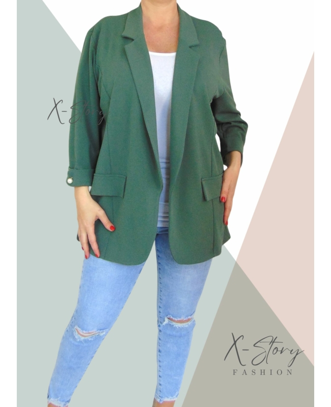 Nagyméretű , nyitott blézer(khaki)