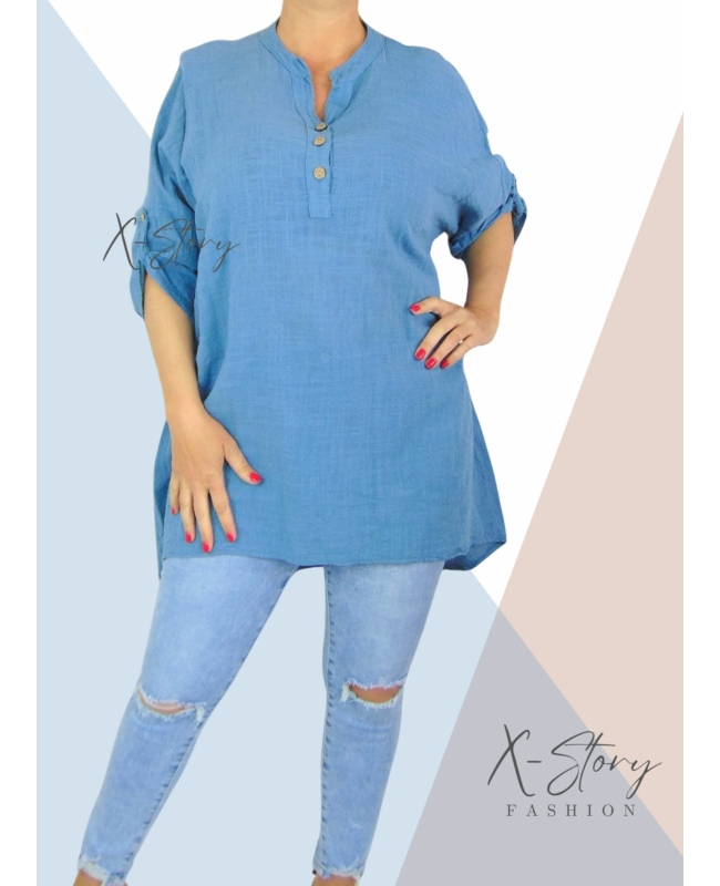 Pamutgéz anyagú, bő fazonú tunika(farmerkék)