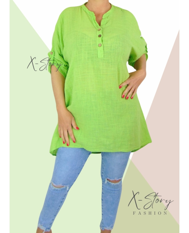 Pamutgéz anyagú, bő fazonú tunika (kivi)