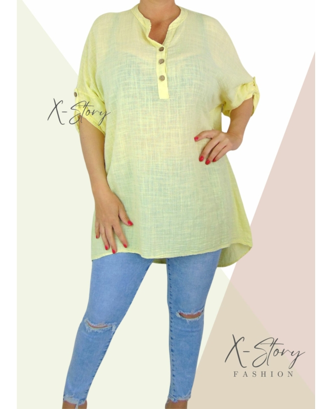 Pamutgéz anyagú, bő fazonú tunika(pasztellsárga)