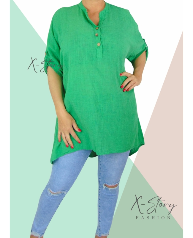 Pamutgéz anyagú, bő fazonú tunika(fűzöld)