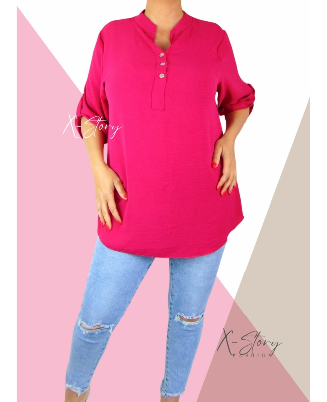 Mellnél gombos, laza fazonú blúz (pink)
