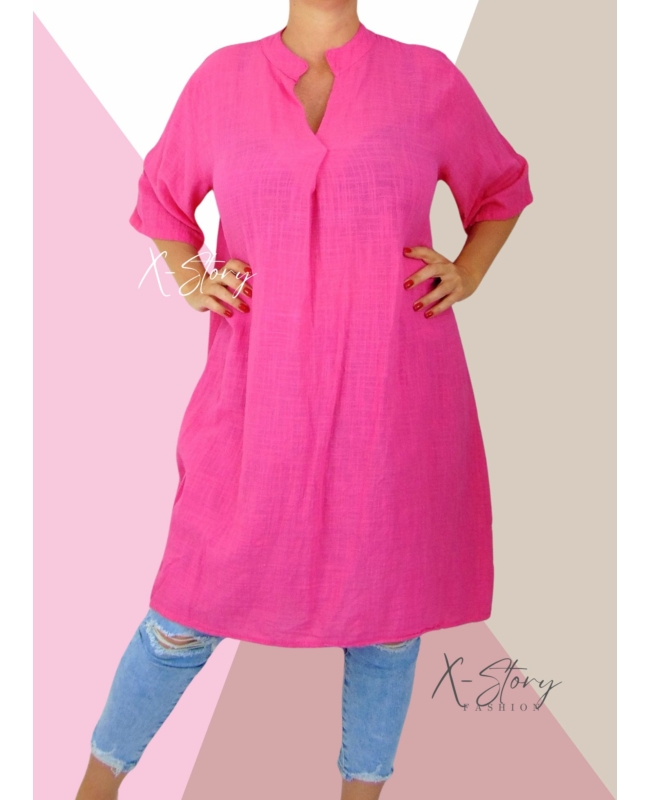 Extra bő fazonú, gézvászon tunika (pink)