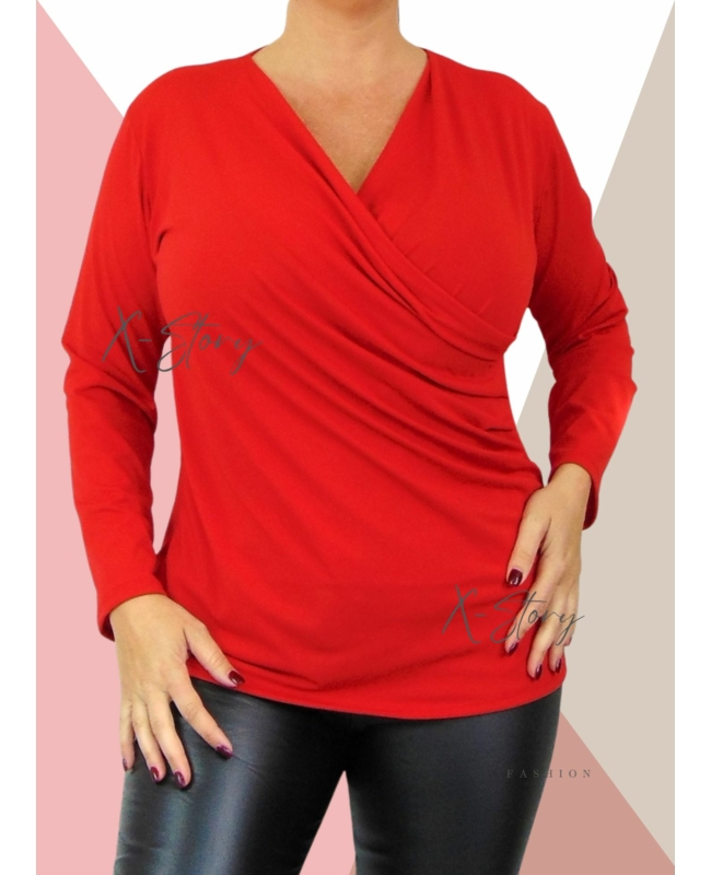 Átlapolt , rugalmas felső (piros)