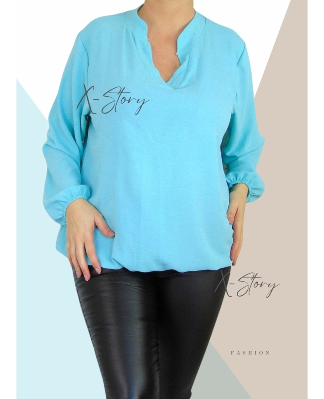 "V" dekoltált , gumis aljú blúz (menta)