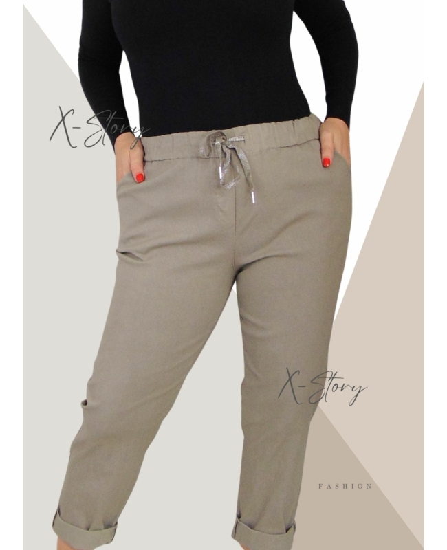 Nagyméretű, gumisderekú , sztreccsnadrág (homok)