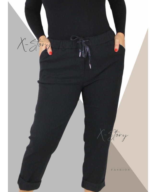 Nagyméretű, gumisderekú , sztreccsnadrág (fekete)