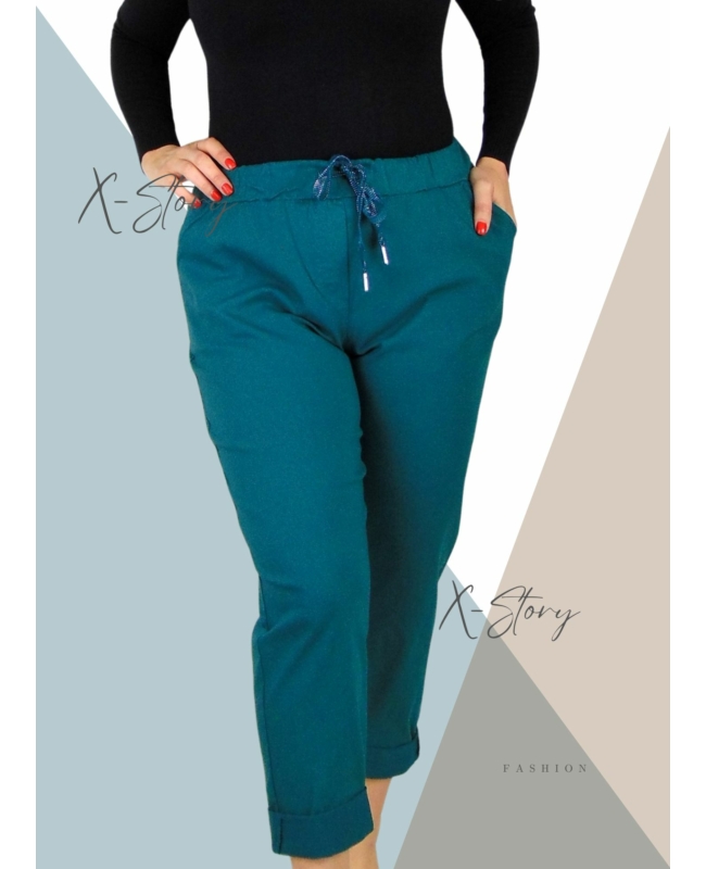 Nagyméretű, gumisderekú , sztreccsnadrág (méregzöld)