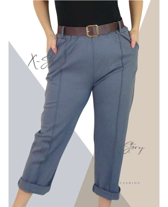 Nagyméretű, élén varrott, hátul zsebes nadrág (világosszürke)