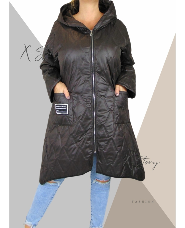 Extra nagy méretű szteppelt kabát (csoki)