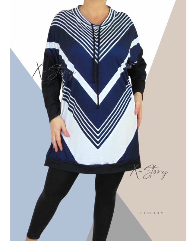 Extra bő fazonú, nyaknál kötős, tunika