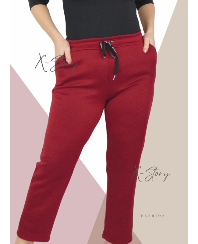 Nagyméretű,  gumisderekú melegítőhatású nadrág (bordó)