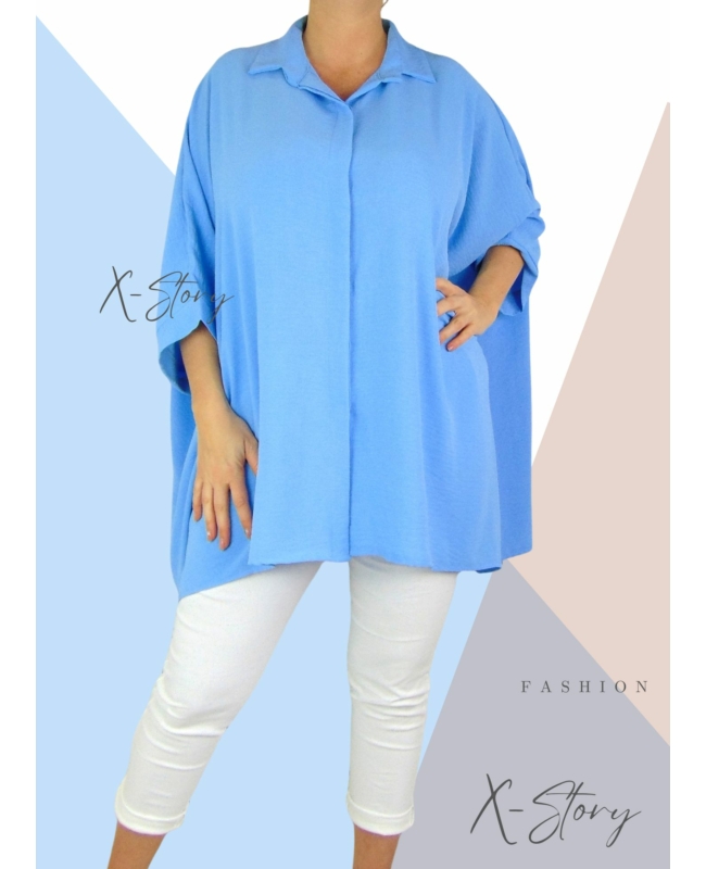Extra bő fazonú, muszlin blúz (világoskék)