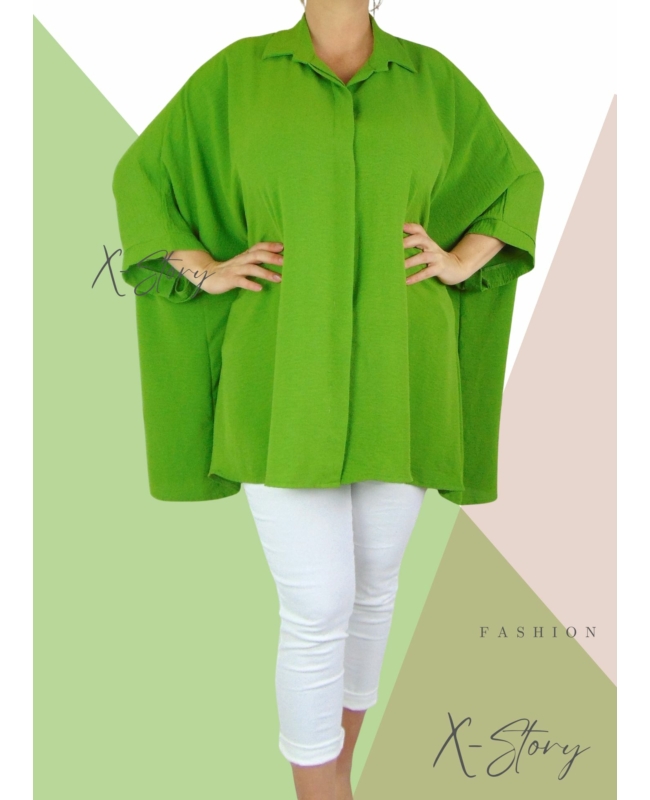 Extra bő fazonú, muszlin blúz (avokádó)