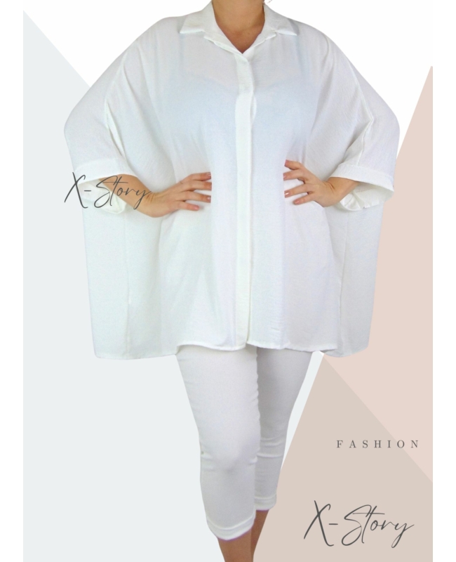 Extra bő fazonú, muszlin blúz (fehér)