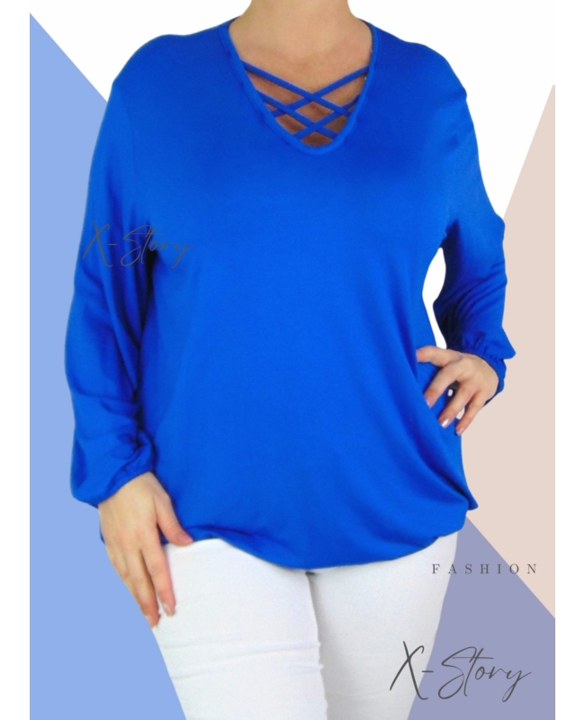 Mellnél pántos, gumis aljú felső (királykék)