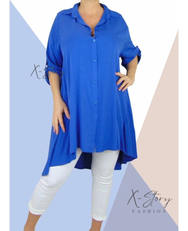 Bő fazonú, hátul hosszított ingruha (királykék)