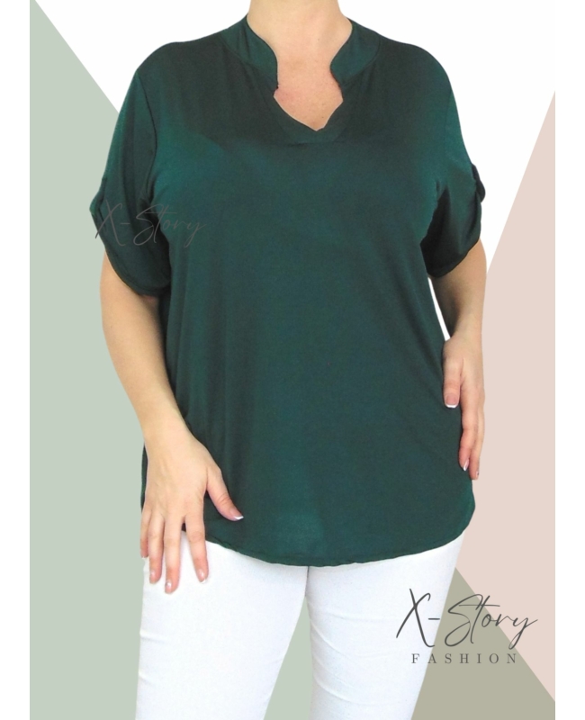 "V" dekoltál, hidegselyem anyagú póló (méregzöld)