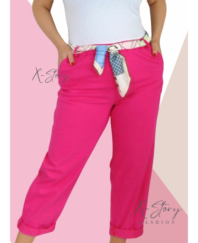 Nagyméretű, sztreccsvászon nadrág (pink)