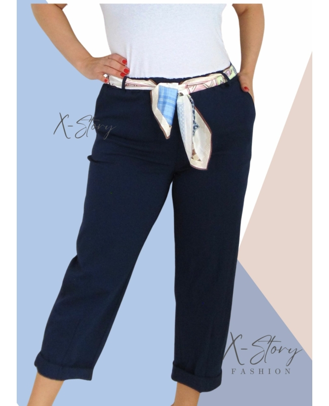 Nagyméretű, sztreccsvászon nadrág (sötétkék)