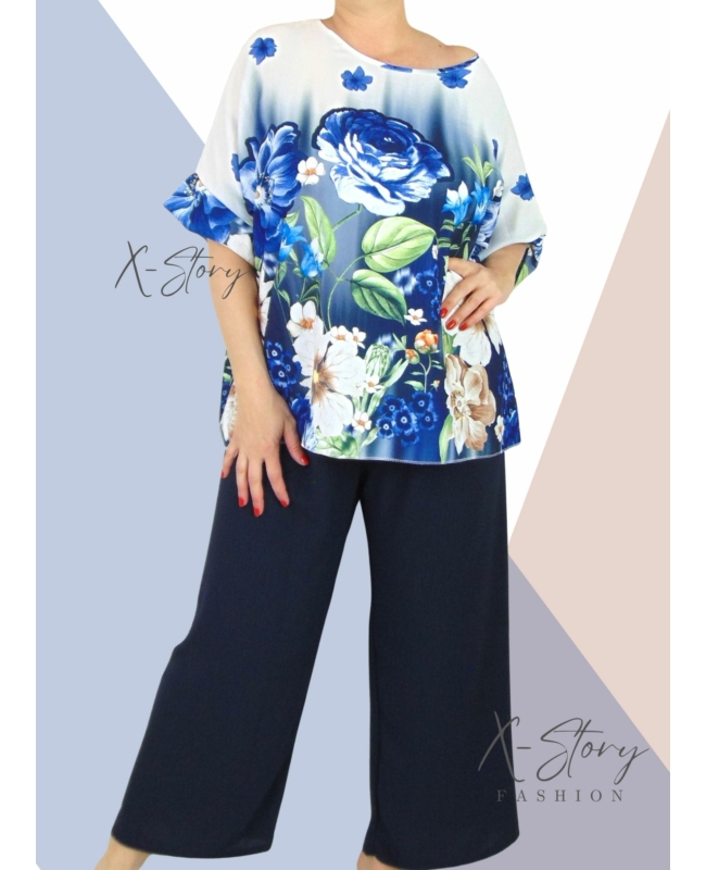 Laza fazonú szett (nadrág+felső)sötétkék